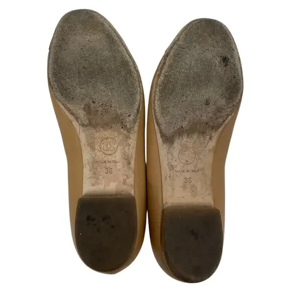 Chanel Interlocking CC Logo Chain Cap Toe Lambskin Ballerina Flat - Picture 10 of 16